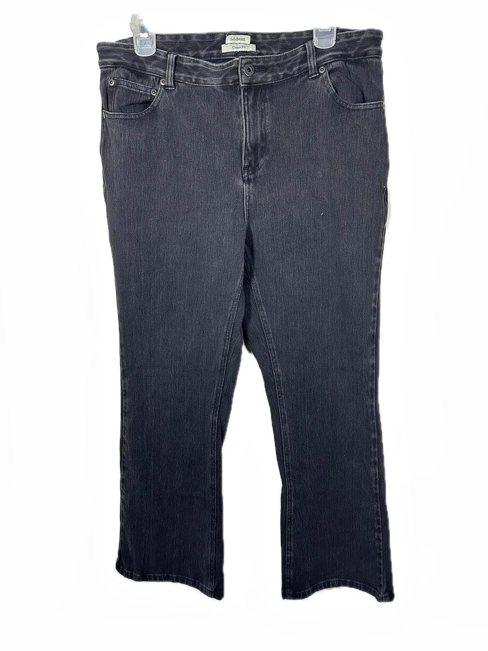 L.L. BEAN Jeans Black Denim Boot Cut 14 Petite Classic Fit Medium Rise 33 x 27